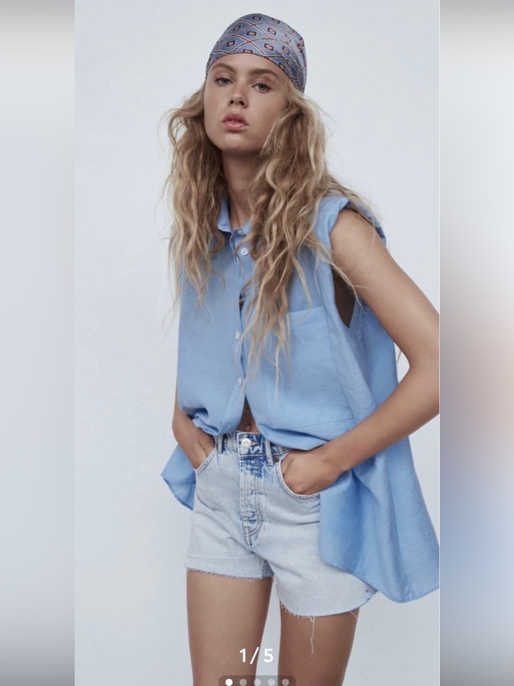 Zara FLOWY SHOULDER PAD SHIRT TRF